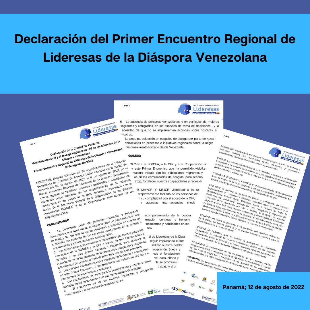 Declaración del Primer Encuentro Regional de Lideresas de la Diáspora Venezolana